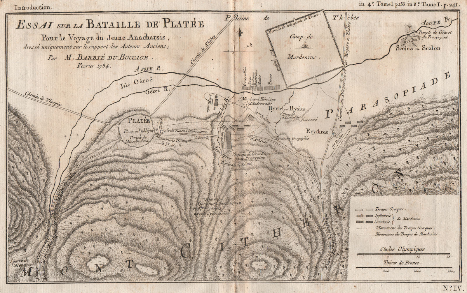 BATTLE OF PLATAEA 479BC. Bataille de Platée. Greece Xerxes. BOCAGE 1790 map